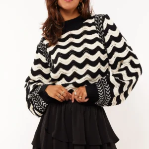 Lin trui - black-ecru - Fluresk